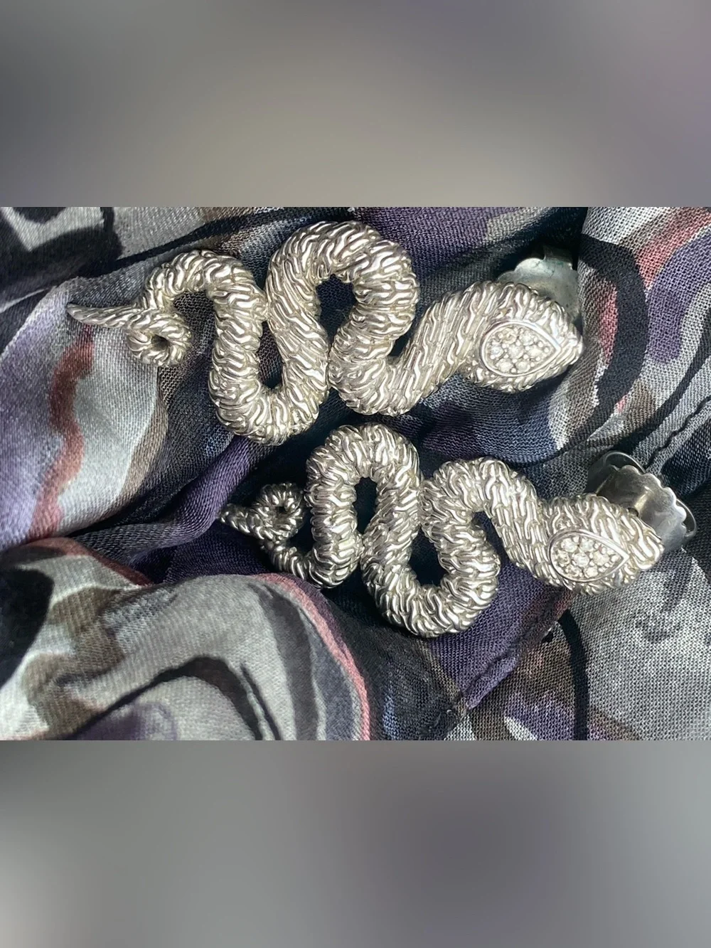 John Hardy Silver 925 diamond Snake Naga earrings
